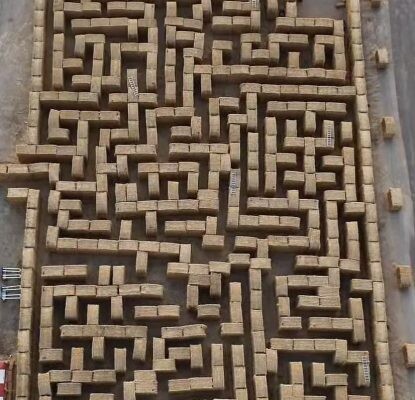 Aerial view hay maze